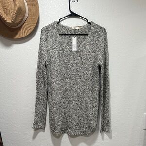 Harper Black and White V-Neck Sweater